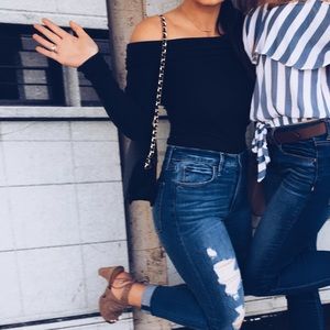 off shoulder black sweater
